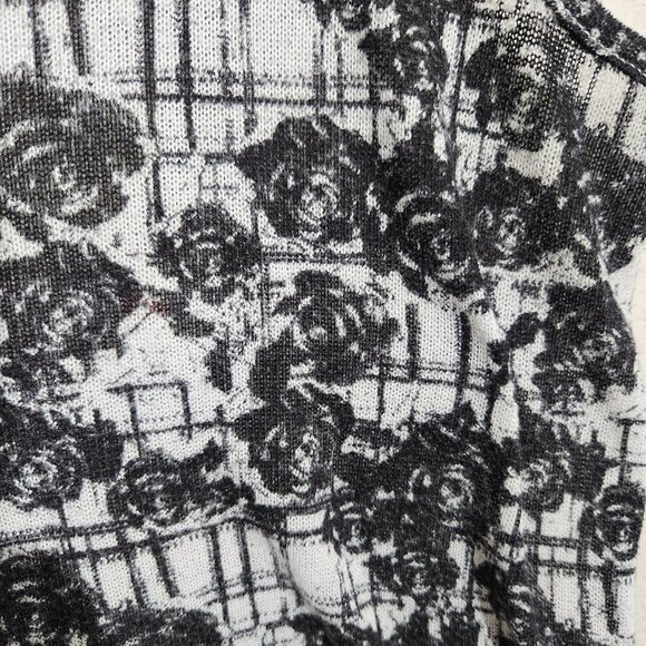 Guess Tank Top Womens Medium Black White Rose Floral Sleeveless Fariegoth - Picture 2 of 14